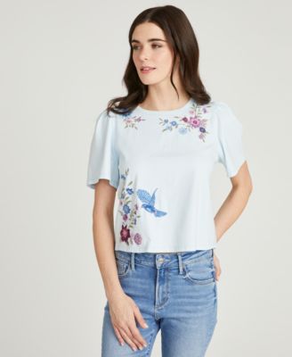 Women's Floral Embroidered Crewneck T-Shirt