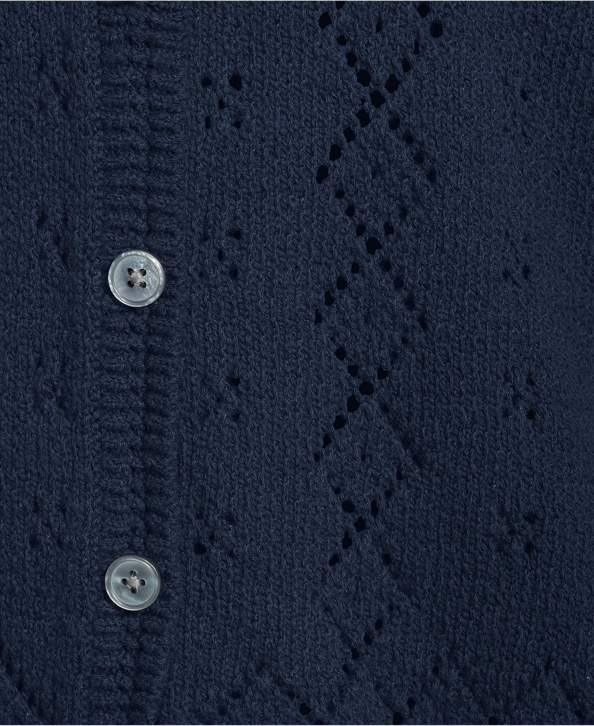 Lands' End Plus Pointelle Crew Neck Cardigan Sweater