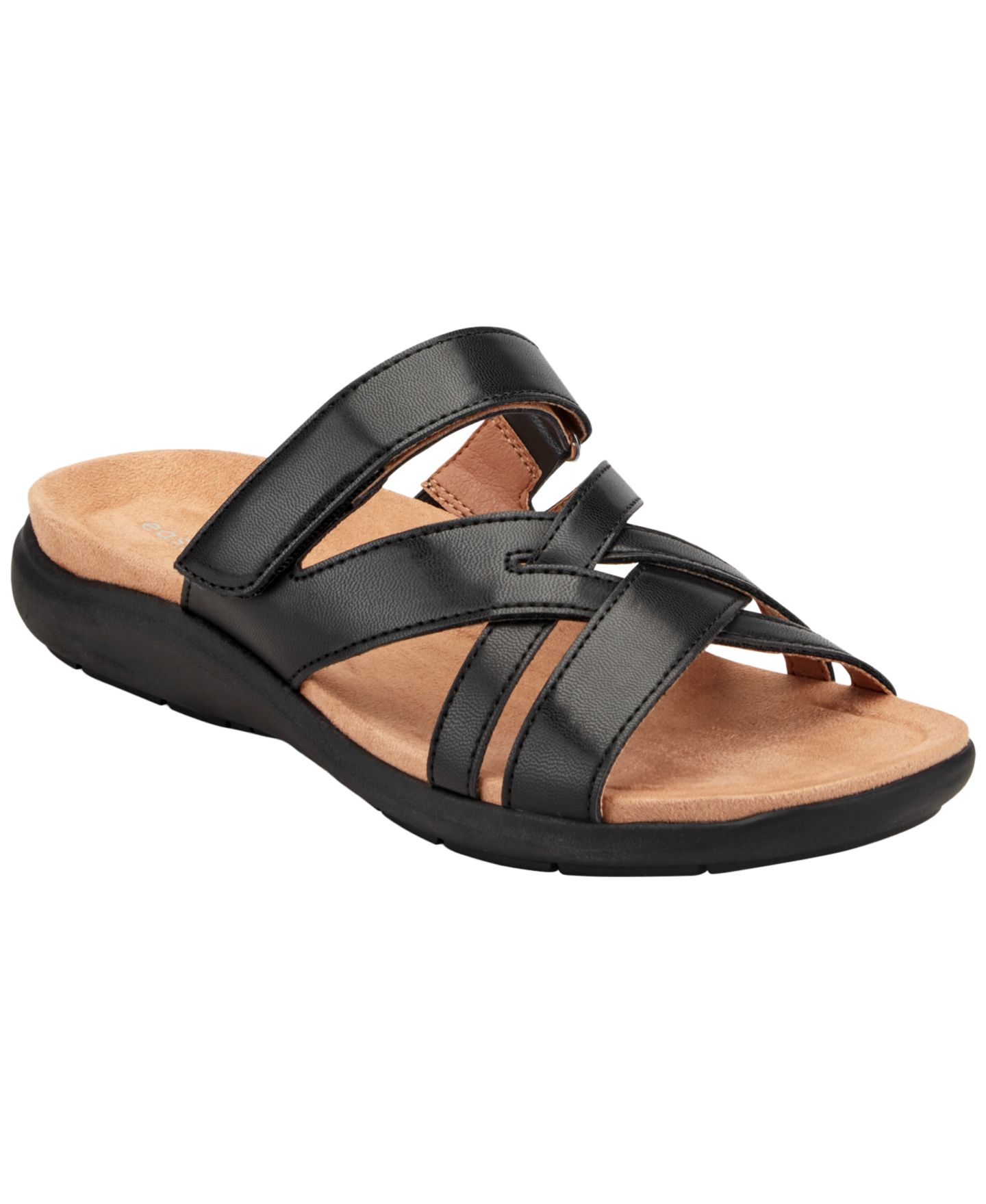 Женские сандалии Easy Spirit Waylin Strappy Flat Slip-On, цвет: Чёрный — фото 1