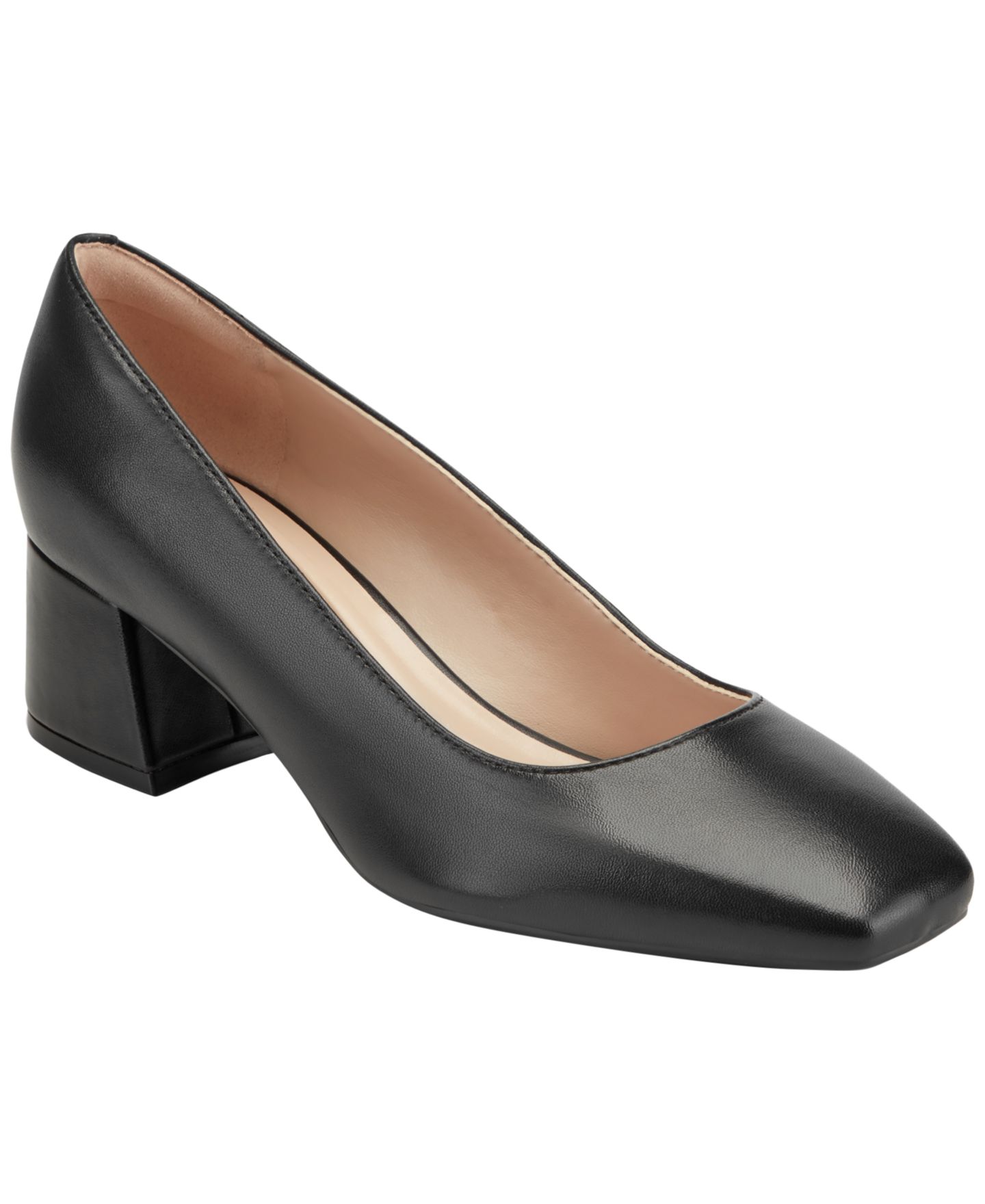 Женские туфли Easy Spirit Marelyn eFlex Square Toe Block Heel Pumps, цвет: Чёрный кожаный — фото 1