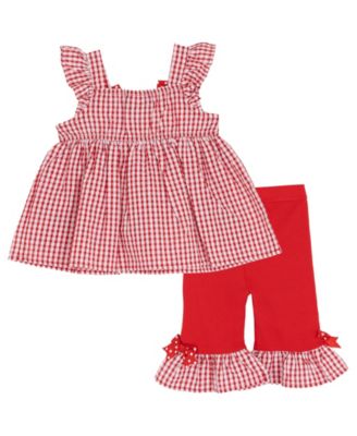 Baby Girls' Strawberry Seersucker Square Neck Top and Capri Leggings, 2-Piece Set