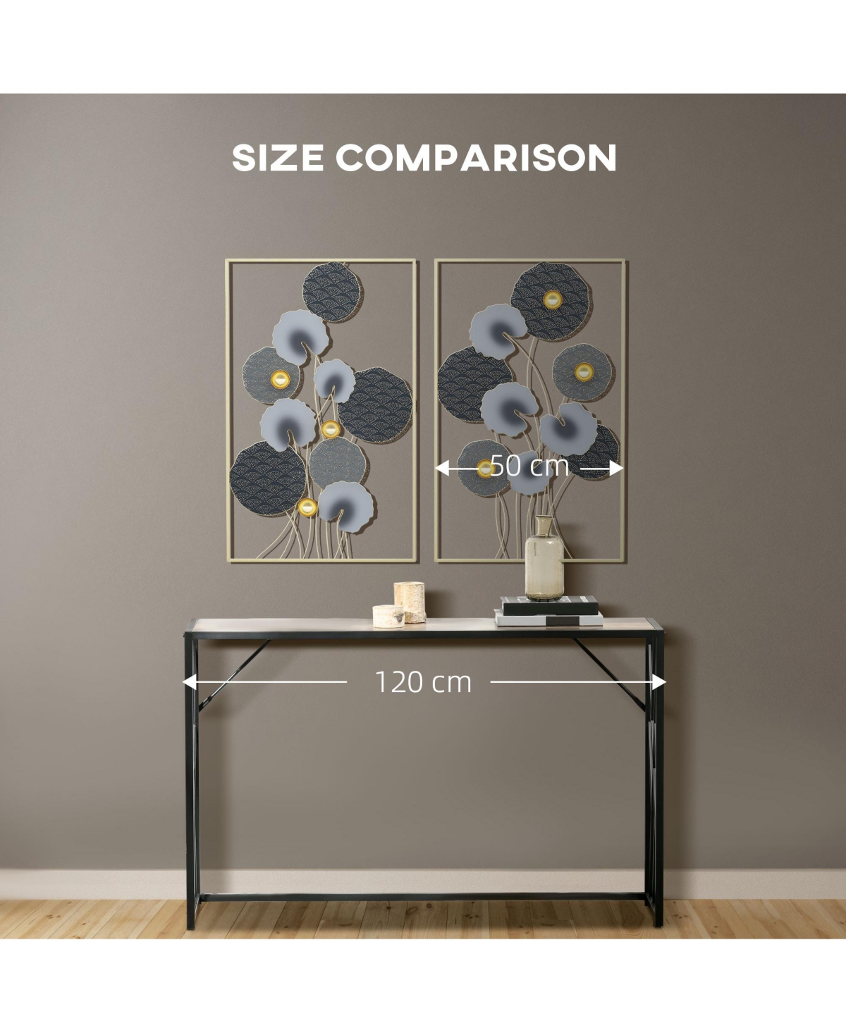 Homcom 2 Pack 3D Metal Wall Art Lotus Leaves Hanging,