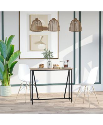 Rustic Industrial Bar Table with Metal Legs & Large Tabletop for Home Bar