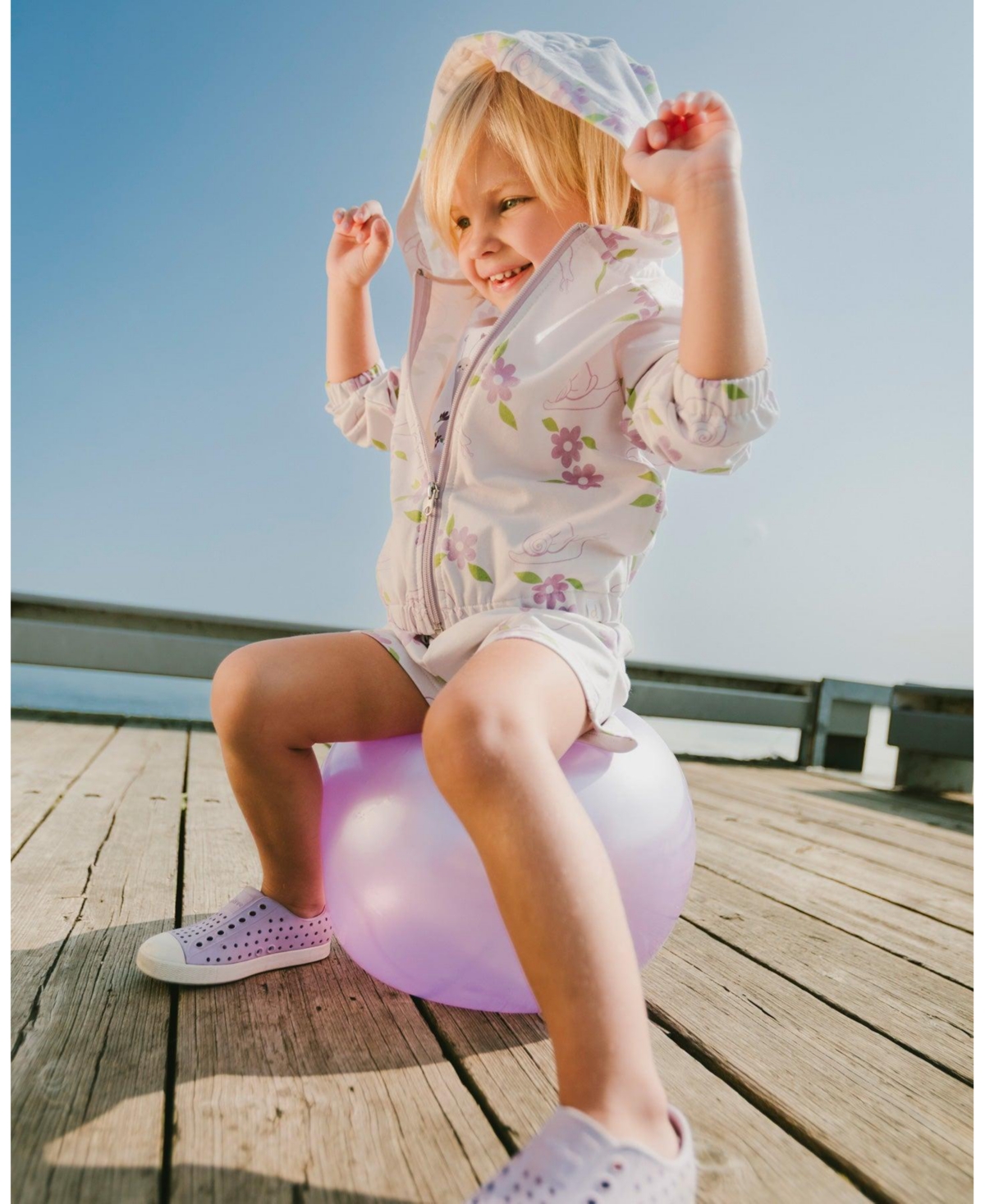 Deux par Big Girls French Terry Hooded Cardigan Lilac Snails Print