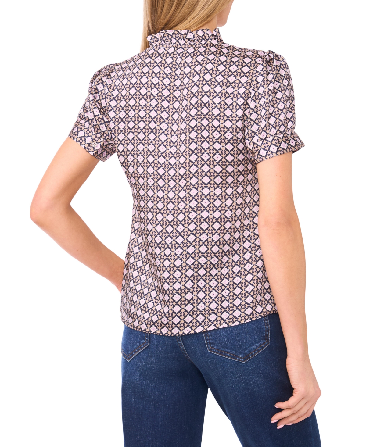 CeCe Women's Short-Sleeve V-Neck Button-Up Shirt