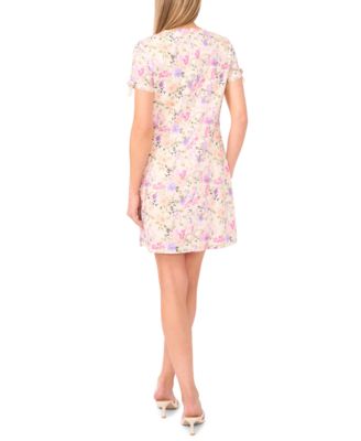 Women's Crew Neck Bow Detail Mini Dress