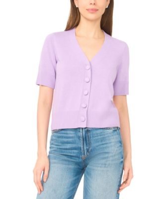 Women's V-Neck Short-Sleeve Cardigan