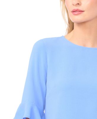 Women's Ruffled-Cuff 3/4-Sleeve Crew Neck Top