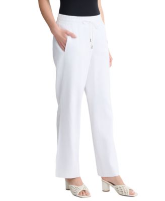 Women's Pull-On Linen-Blend Straight Leg Pants