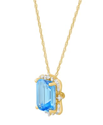 Blue Topaz (2-1/10 ct. t.w.) and Diamonds Necklace in 14k Yellow Gold (also available in Onyx and Amethyst)