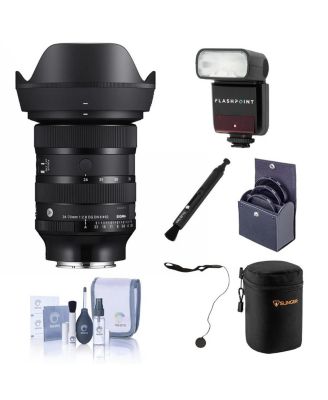 24-70mm f/2.8 DG DN II Art Lens for Sony E, Bundle with Zoom Mini R2 Speedlight, 82mm Filter Kit, Lens Case, Lens Cleaner, Cap Keeper