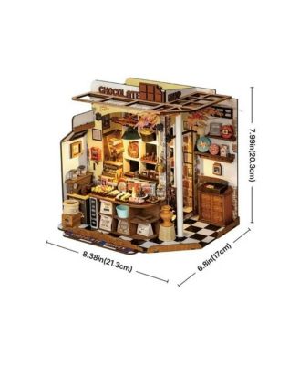 3D Puzzles Chocolate DIY Miniature House Craft Kit Wooden Puzzle Chocolate Shop Set for Adult Kids Gifts