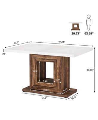 Dining Table for 4, 47-Inch Farmhouse Kitchen Dinner Table with Heavy Duty Pedestal, Rustic Wooden Eating Table