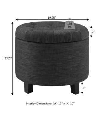 17" Plywood Round Storage Ottoman