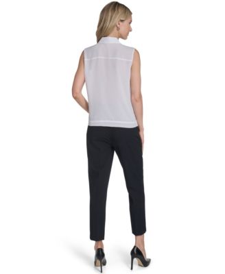 Women's Sleeveless Pleated Front Blouse