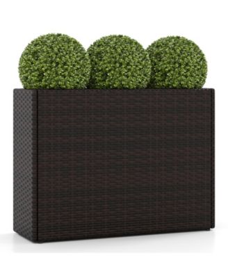 24 Inch Outdoor Wicker Raised Garden Bed with PE Liner