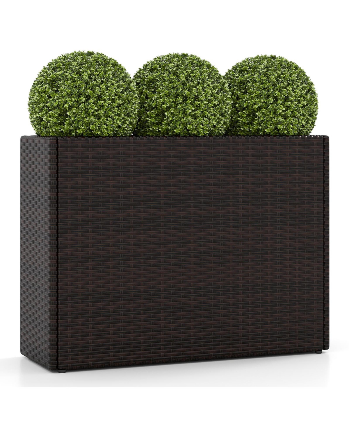 Slickblue 24 Inch Outdoor Wicker Raised Garden Bed with Pe Liner