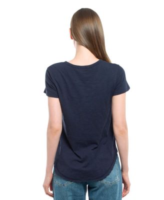 Women's Short Sleeve Shrunken V-Neck Shirttail Tee