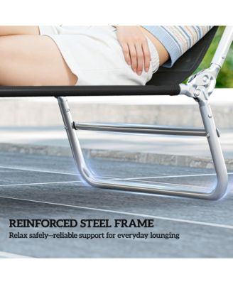 Foldable Reclining Pool & Beach Chair w/ Pillow,