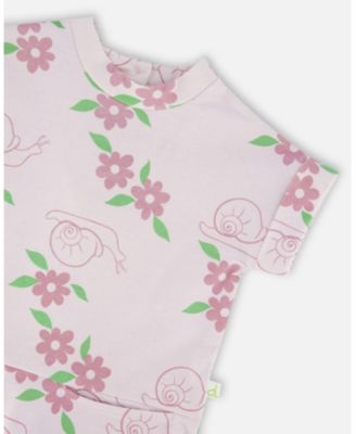 Toddler Girls French Terry Dress Lilac Snails Print - Toddler|Child