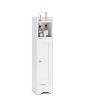 Slim Bathroom Corner Storage Cabinet with 1 Door and Adjustable Shelves