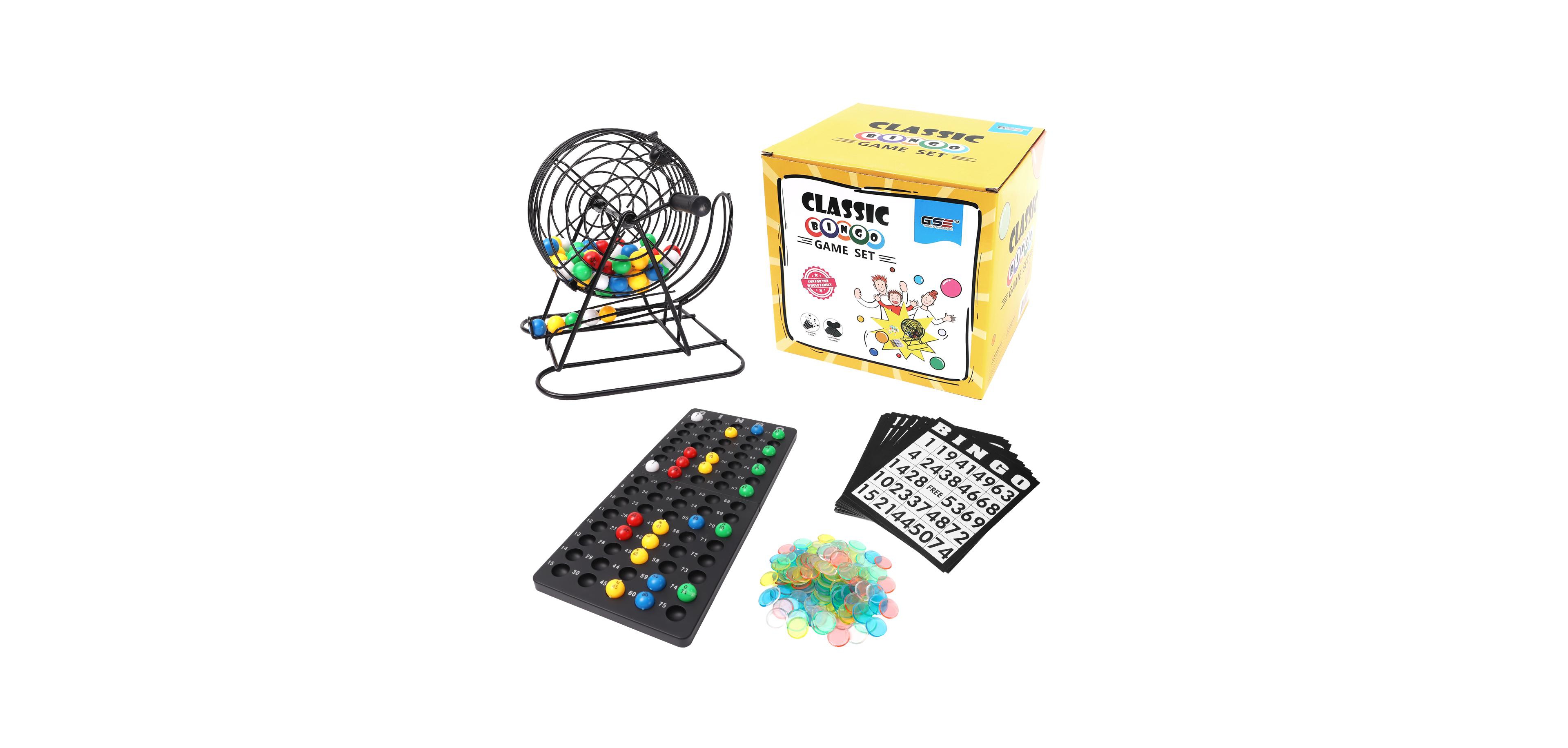 Gse Games & Sports Expert Deluxe Bingo Game Set with Bingo Cage and Master Board, 75 Bingo Balls, 150 Chips, 18 Bingo Cards