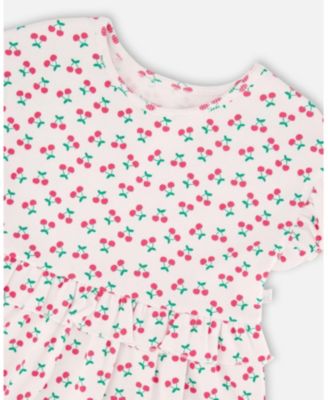 Toddler Girls' Cotton Rib Printed Cherry Dress