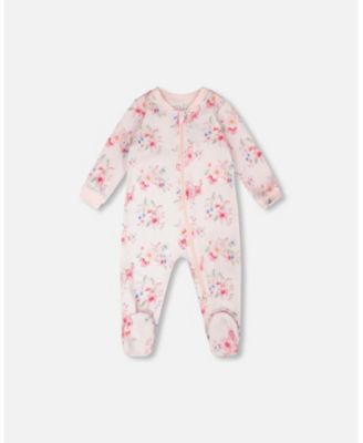 Baby Girls Cotton One-Piece Pyjama Flower Print