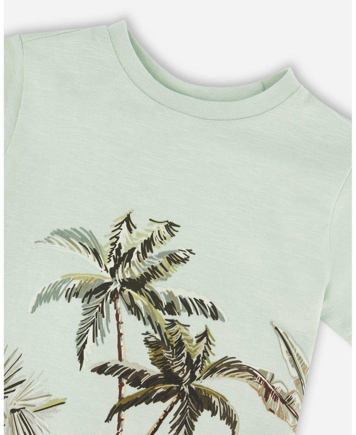 Deux par Deux Big Boys Cotton T-Shirt Mint Green Safari Print