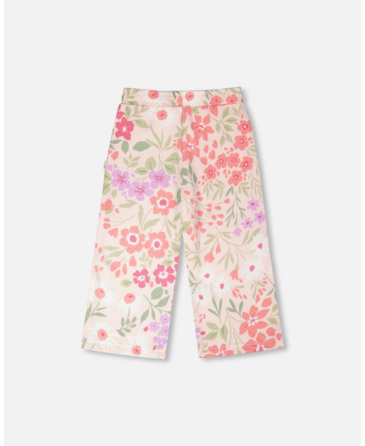 Deux par Deux Baby Girls French Terry Pants Pink Printed Flowers