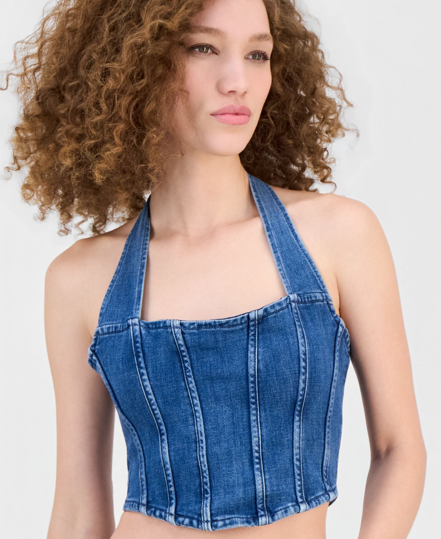 Women's Max Halter Denim Bustier Top