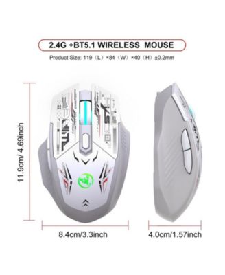 Dual Mode 2.4G & Bluetooth 5.1 Wireless Gaming Mouse with Silent Click, Rechargeable, 3 Level Adjustable DPI