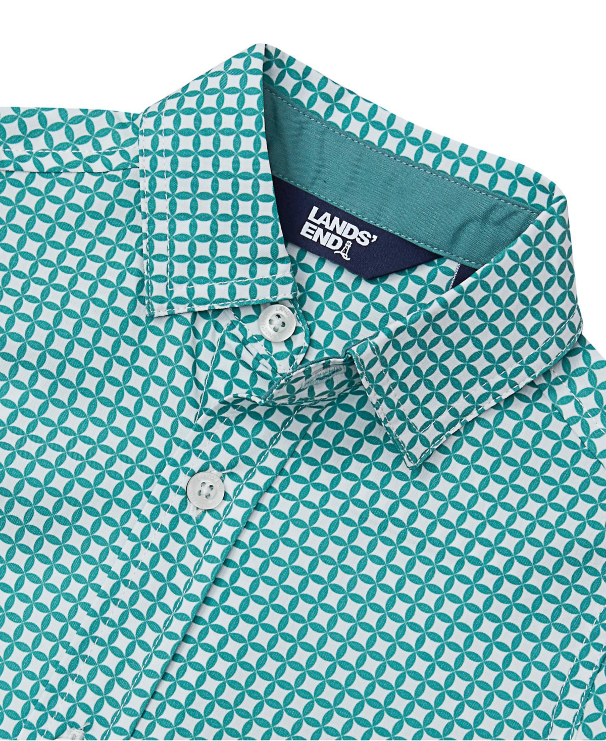 Lands' End Boys Short Sleeve Button Down Performance Shirt