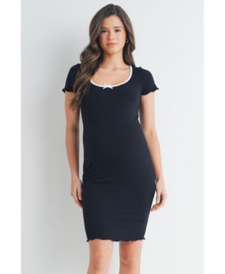 Women's Maternity Ribbed Bodycon Scoop Neck Short-Sleeve Dress