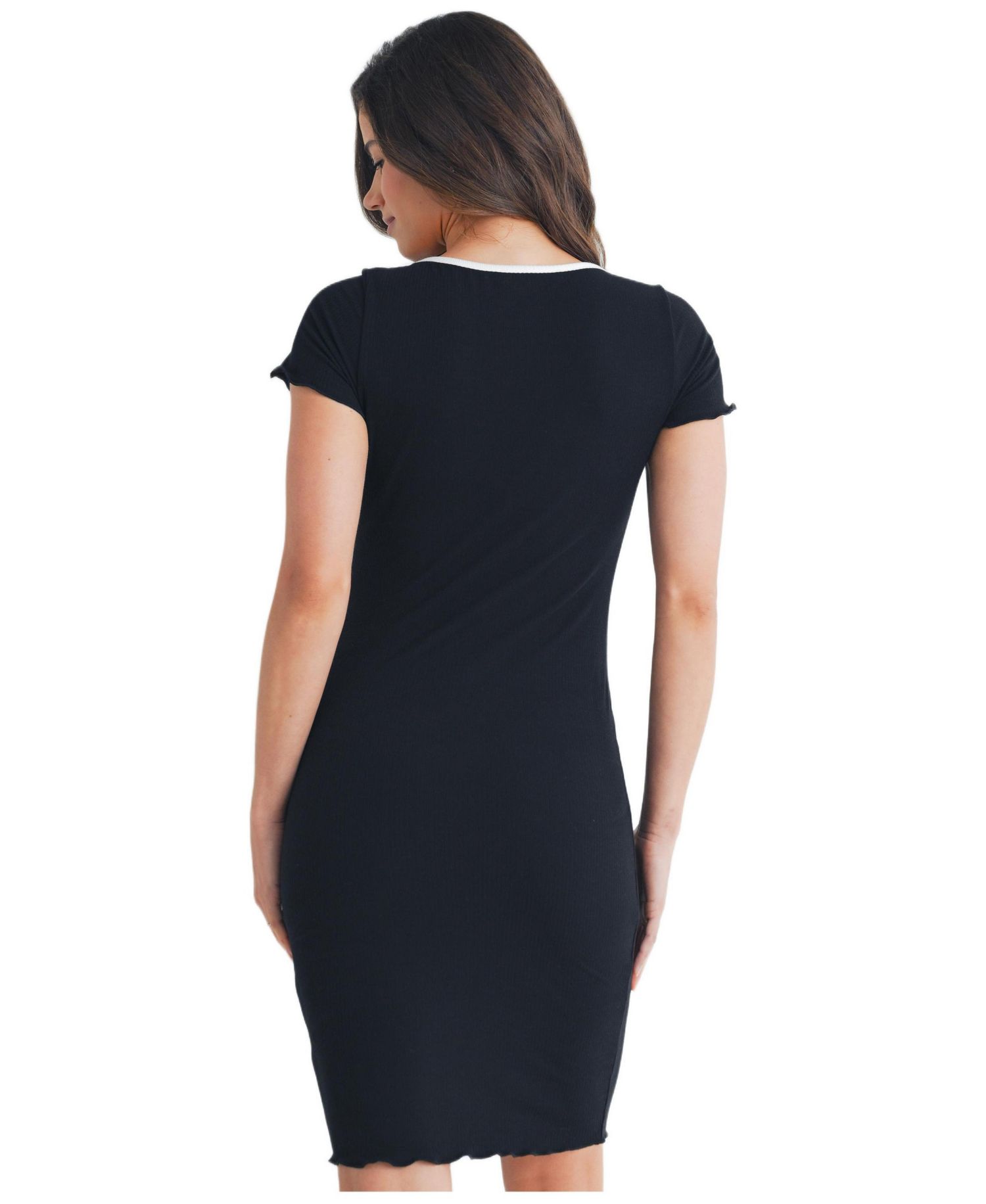 Women's Ribbed Bodycon Scoop Neck Short-Sleeve Dress