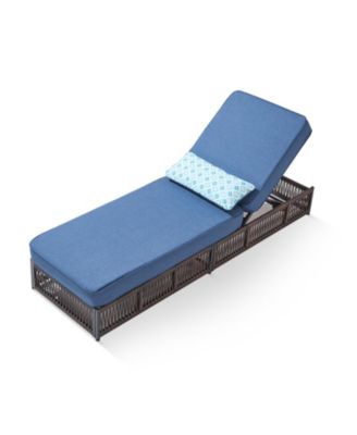 Brown 1-Piece Wicker Chaise Lounge with 5 In. Thick Olefin Cushions Patio Lounge Chair for Sunroom, Balcony