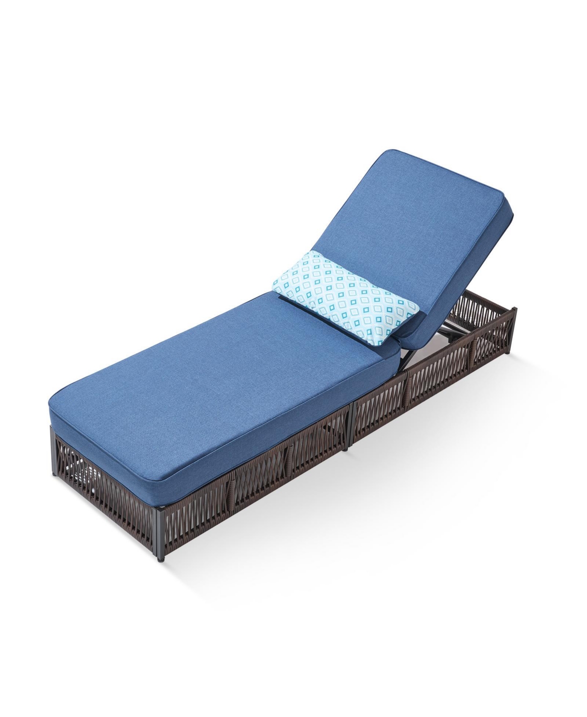 Gymojoy Brown 1-Piece Wicker Chaise Lounge with 5 In. Thick Olefin Cushions Patio Chair for Sunroom, Balcony