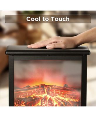 Electric Fireplace Stove with 17" Size, 1500W Power & 3 Sided Teal Checkerboard Flame View