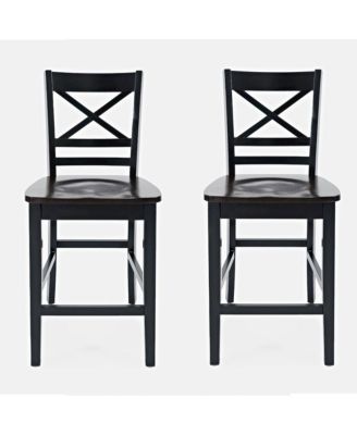 Asbury Park Solid Acacia Farmhouse X Back Stool (Set of 2)