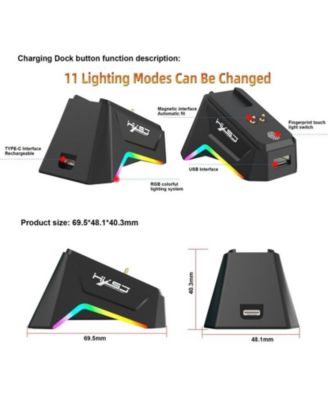 Tri-Mode Wireless Gaming Mouse with Magnetic RGB Charging Dock, 12000 DPI, 650mAh Rechargeable, BT5.3+2.4G+Wired