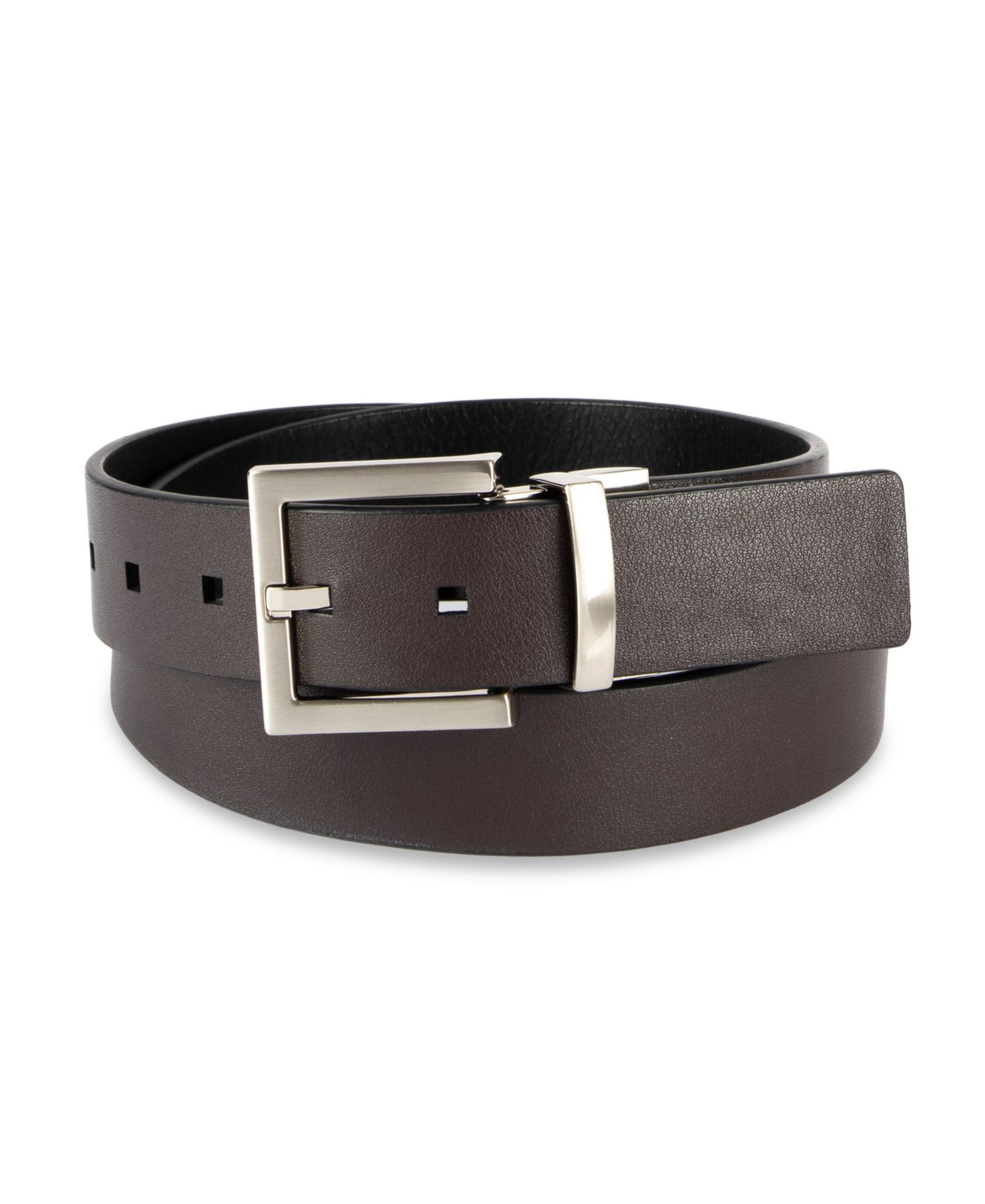 35MM Men's Reversible Rectangular Buckle Leather Belt