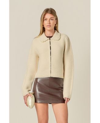 Women's Knit Pearl Detail Cardigan