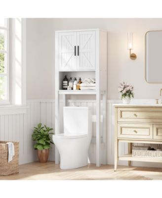 23.6 Inches Wide Toilet Rack with Over The Toilet Storage Cabinet , Small Freestanding Space Saver