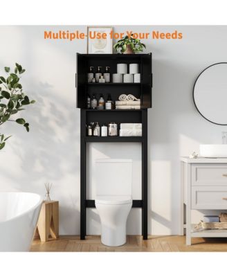 23.6 Inches Wide Toilet Rack with Over The Toilet Storage Cabinet , Small Freestanding Space Saver