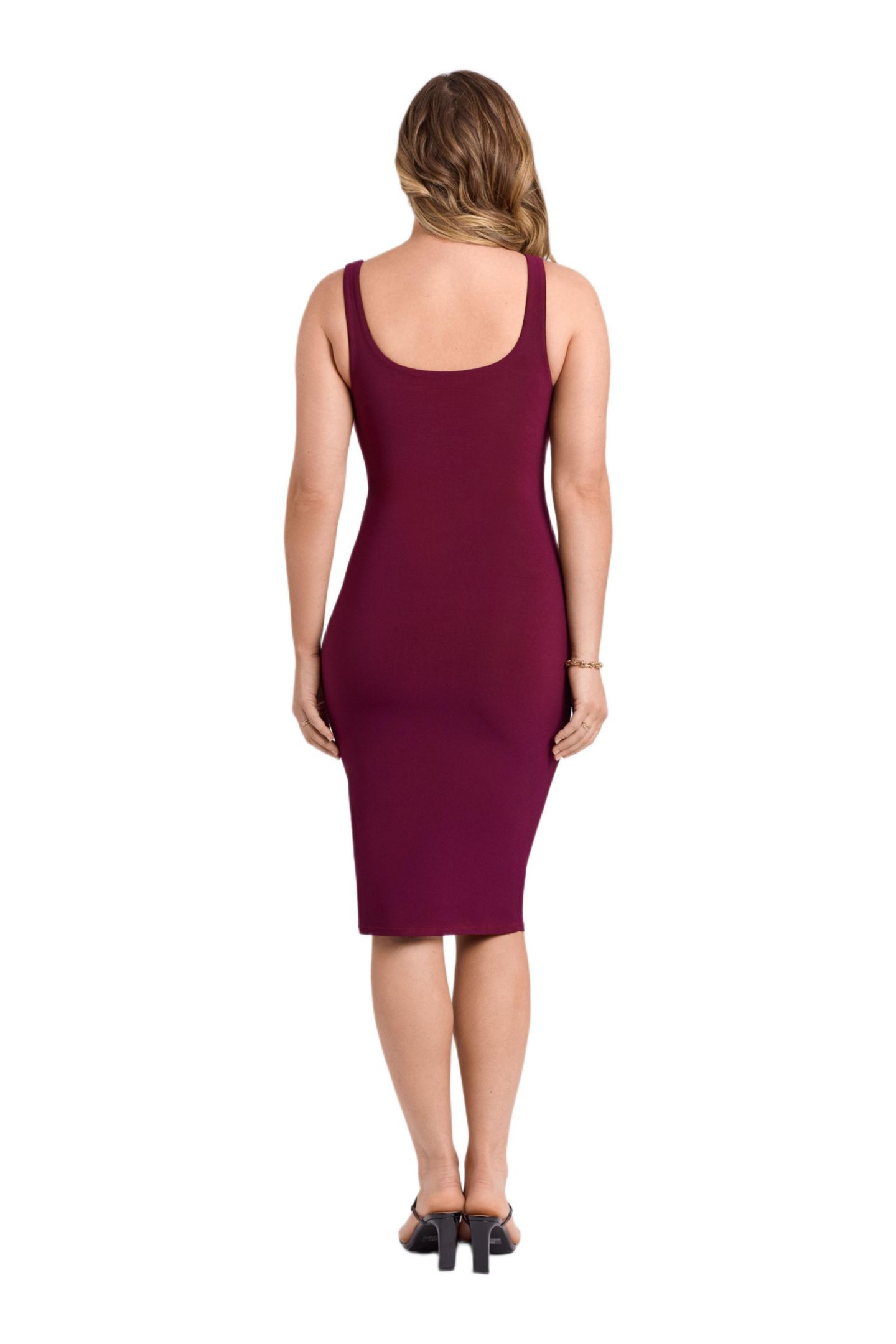 Женское платье S3 Apparel Sculpting Shapewear Square Neck Tank Midi, цвет: Вишнёвый мокко — фото 3