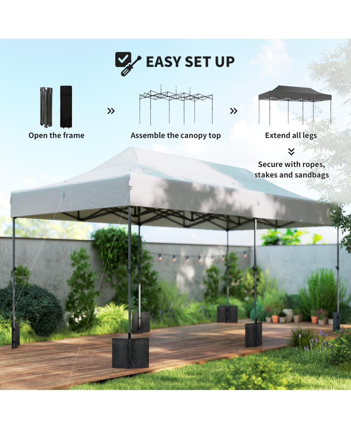 Outsunny 10x20 ft Pop Up Canopy Tent, Heavy Duty Outdoor Canopy,