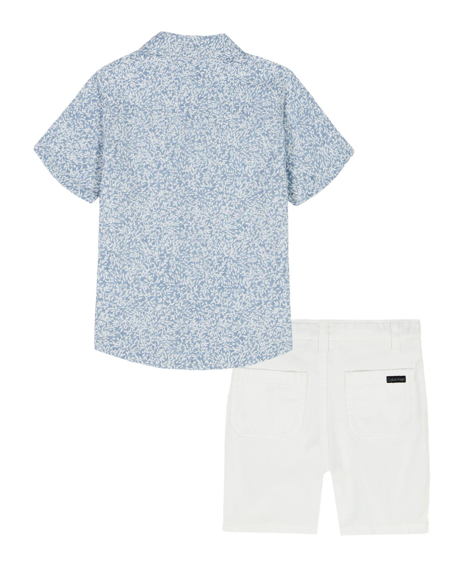 Boys' 2T-7 Printed Poplin Button-Front Shirt and Twill Shorts, 2-Piece Set