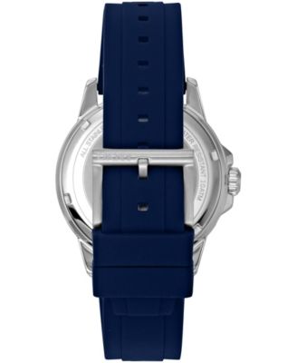 Men's Sport Watch Dark Blue Dial Dark Blue Silicone Strap, 43mm