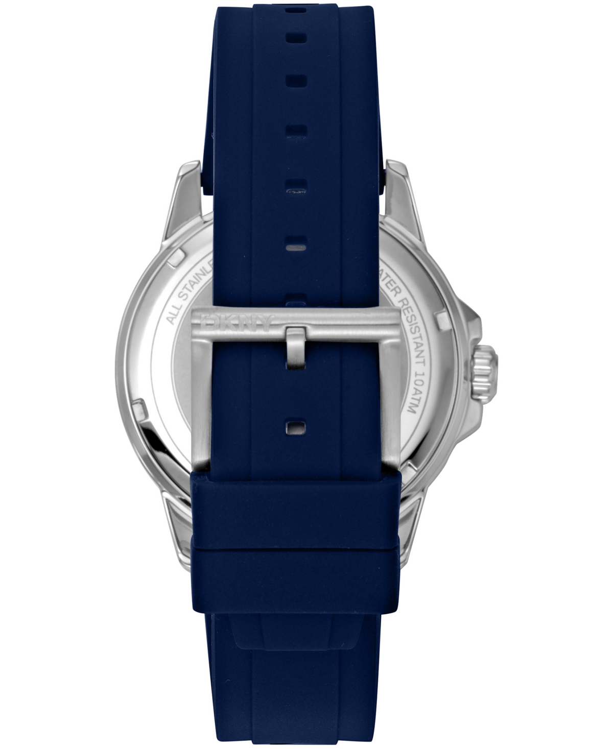 Dkny Men's Sport Watch Dark Blue Dial Dark Blue Silicone Strap, 43mm