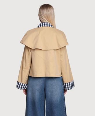 Women's Short Trench Cape Collared Jacket
